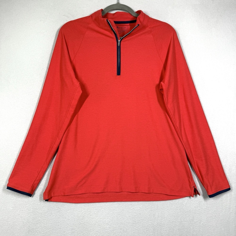 Peter Millar Perth Performance Pullover Womens Large Crown Sport Red UPF 50+ Zip